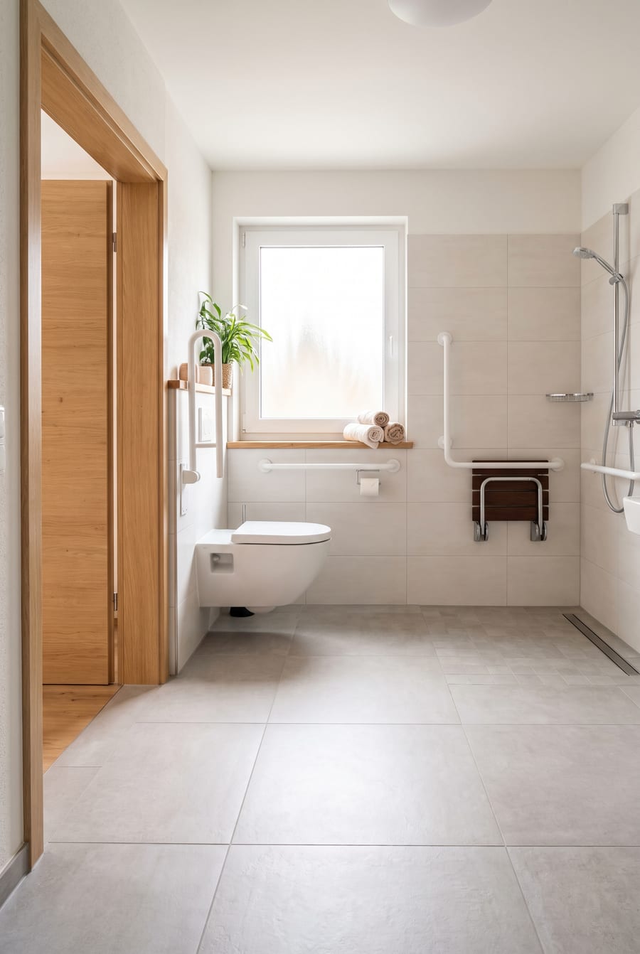 Barrierefreies Bad mit bodengleicher Dusche